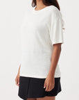 Hugo Linen Knit T-Shirt Cream
