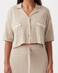 Quinn Cropped Shirt Taupe Cream