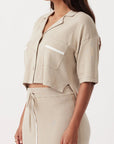 Quinn Cropped Shirt Taupe Cream