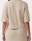 Quinn Cropped Shirt Taupe Cream