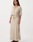 Quinn Cropped Shirt Taupe Cream