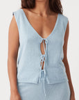 Poppy Organic Cotton Linen Reversible Vest Sky