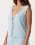 Poppy Organic Cotton Linen Reversible Vest Sky