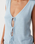 Poppy Organic Cotton Linen Reversible Vest Sky