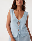 Poppy Organic Cotton Linen Reversible Vest Sky