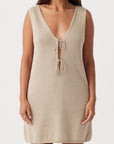 Poppy Organic Cotton Linen Mini Dress Taupe