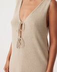 Poppy Organic Cotton Linen Mini Dress Taupe
