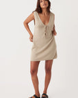 Poppy Organic Cotton Linen Mini Dress Taupe