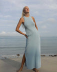 Izi Organic Linen Cotton Maxi Dress Sky