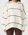 Harper Stripe Organic Knit Sweater Cream & Chocolate