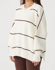 Harper Stripe Organic Knit Sweater Cream & Chocolate
