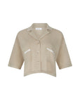 Quinn Cropped Shirt Taupe Cream