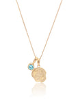 Pisces Coin Necklace With Your Birthstone Gold