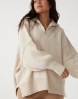 London Zip Sweater Sand