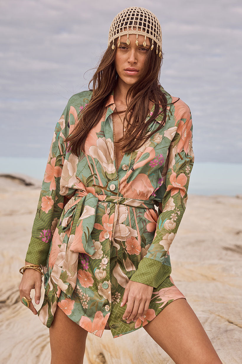 Floridian Shirt Dress Sage