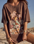 Villa Tropic Oversized Biker Tee Coffee