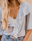 Bluebird Ruffle Blouse Vintage Blue
