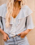 Bluebird Ruffle Blouse Vintage Blue