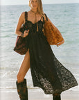 Lux Lisbon Lace Strappy Maxi Dress Onyx