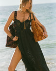 Lux Lisbon Lace Strappy Maxi Dress Onyx