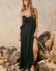 Lux Lisbon Lace Strappy Maxi Dress Onyx