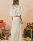 Free Love Lace Bias Skirt Vintage Cream