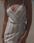 Market Wrap Dress Cocoa Stripe