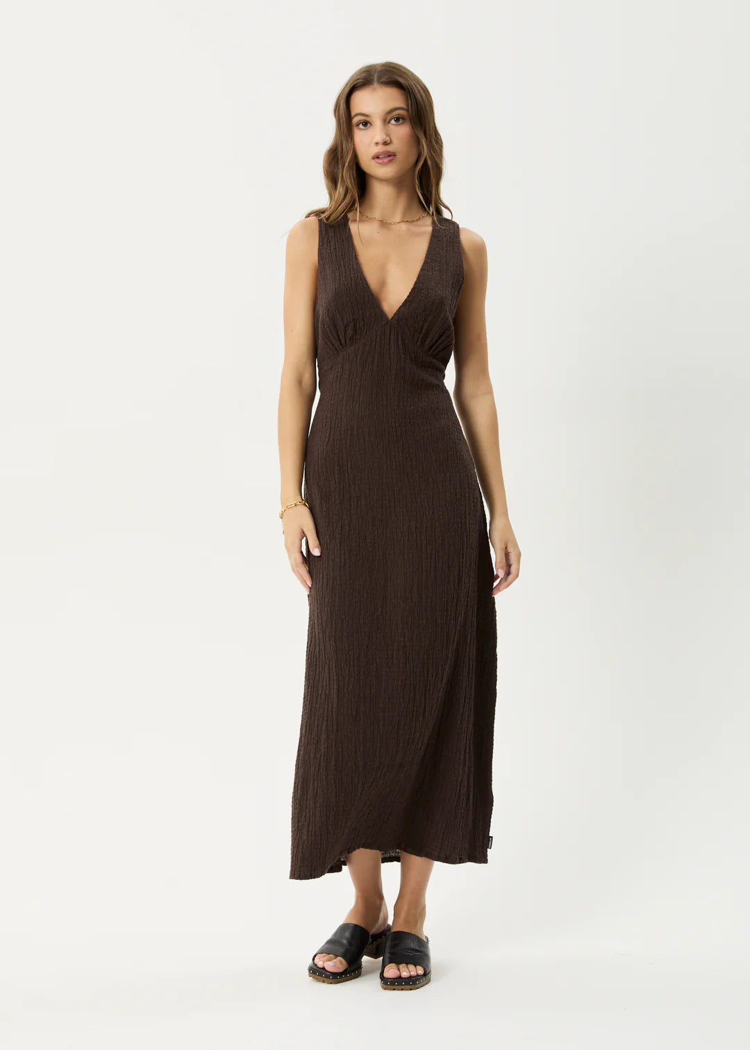 Focus Seersucker Maxi Dress Coffee
