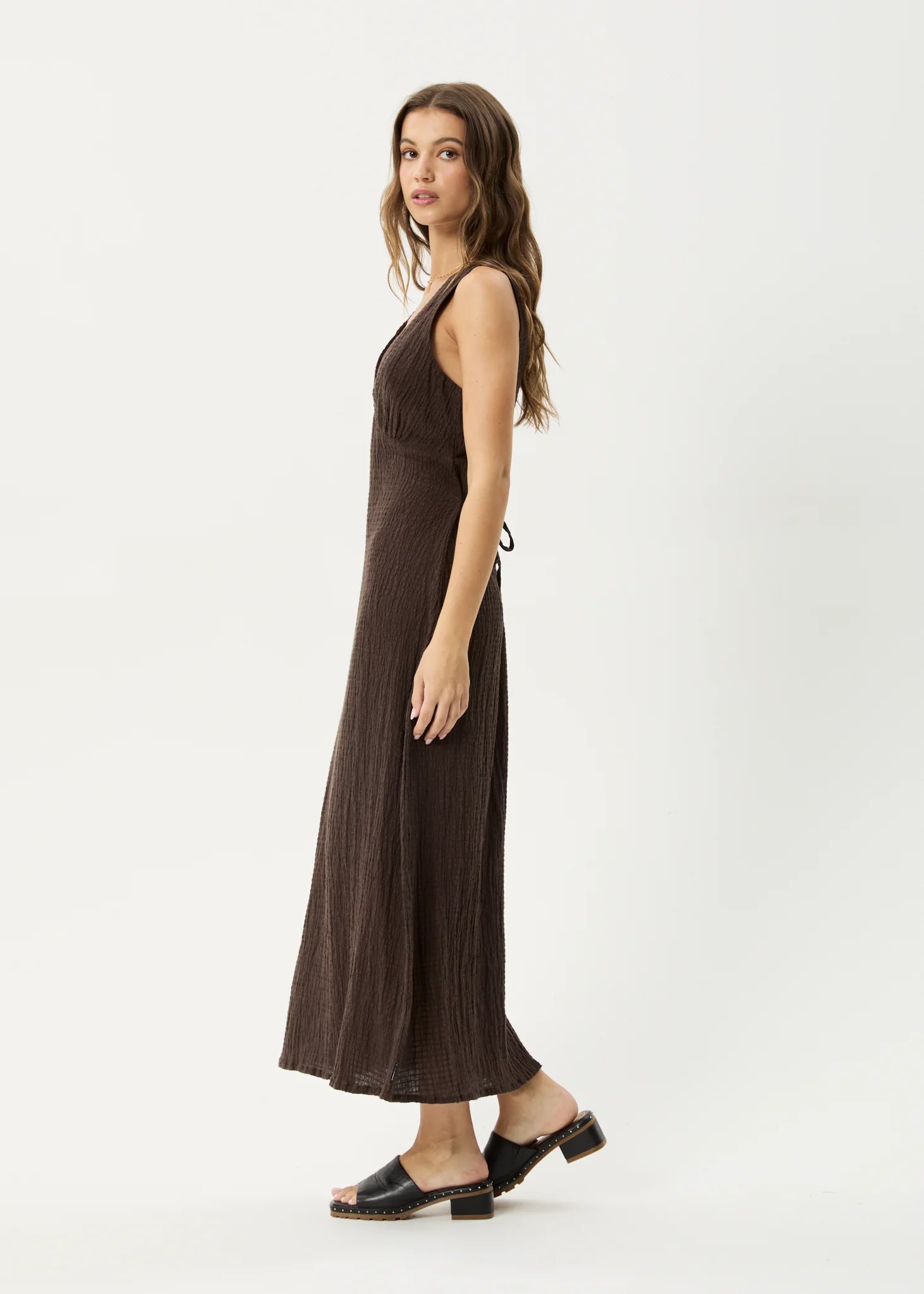 Focus Seersucker Maxi Dress Coffee
