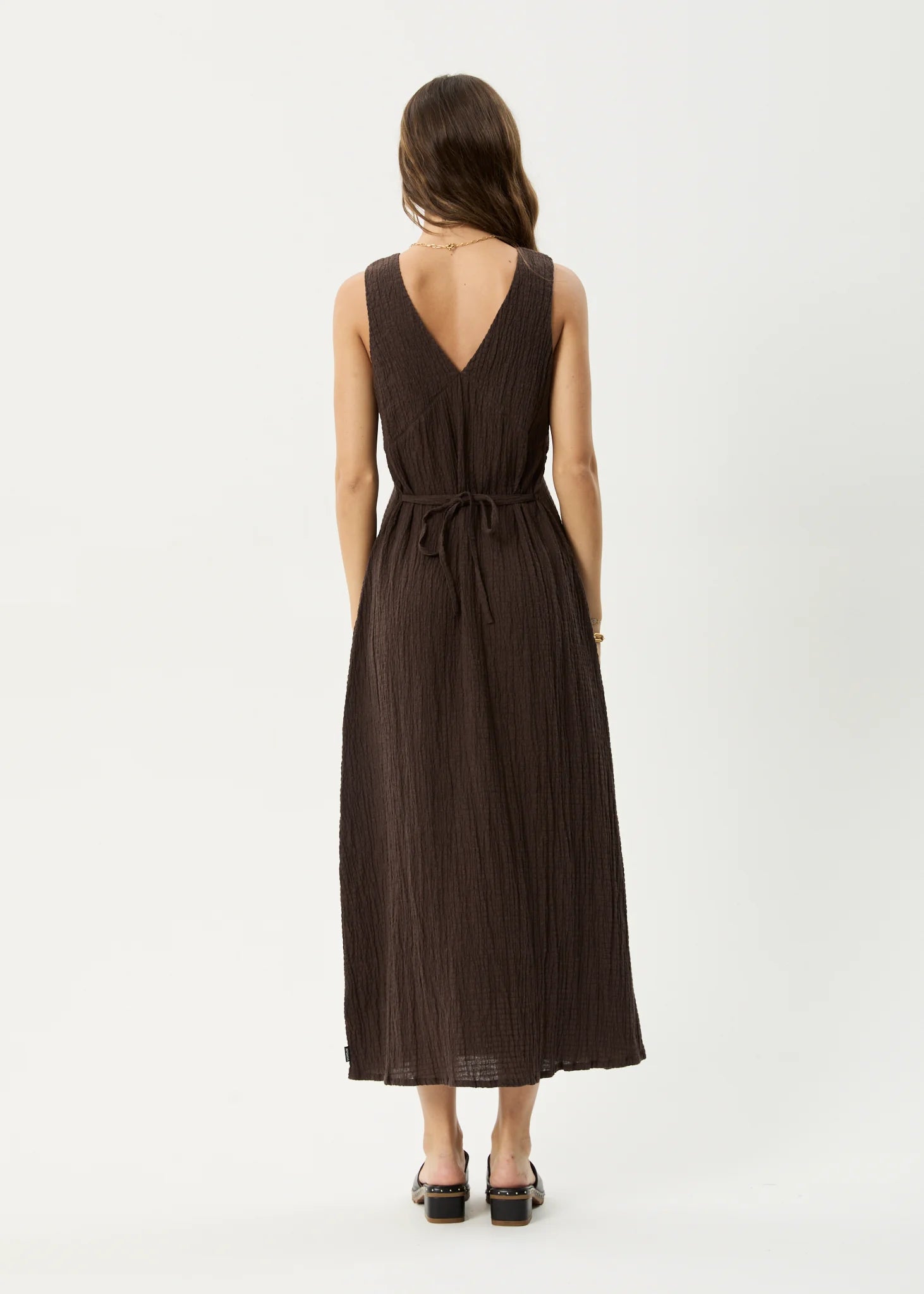 Focus Seersucker Maxi Dress Coffee
