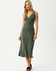 Gia Cupro Maxi Dress Deep Green