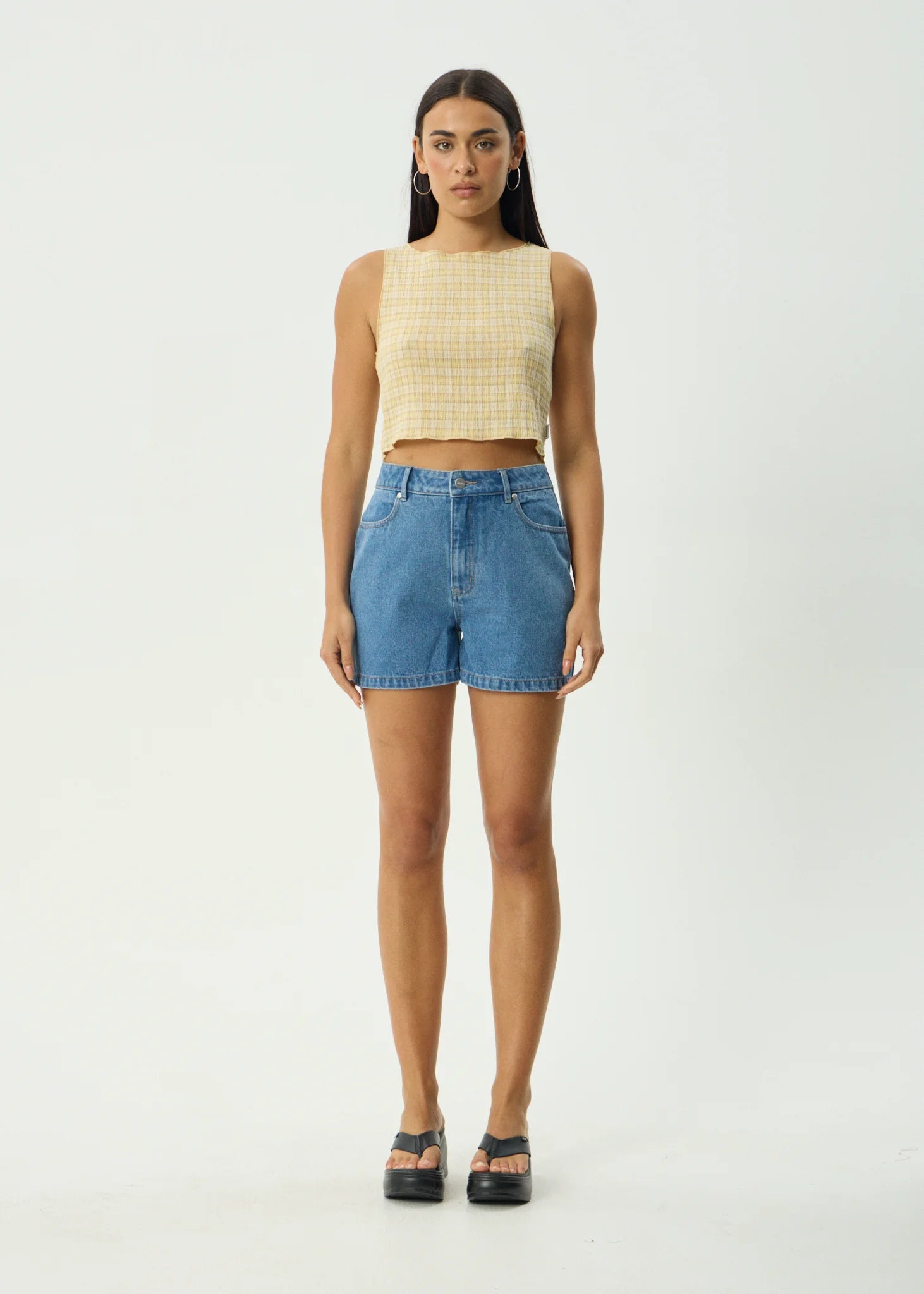 Sunday Seersucker Sleeveless Top Lemon Check