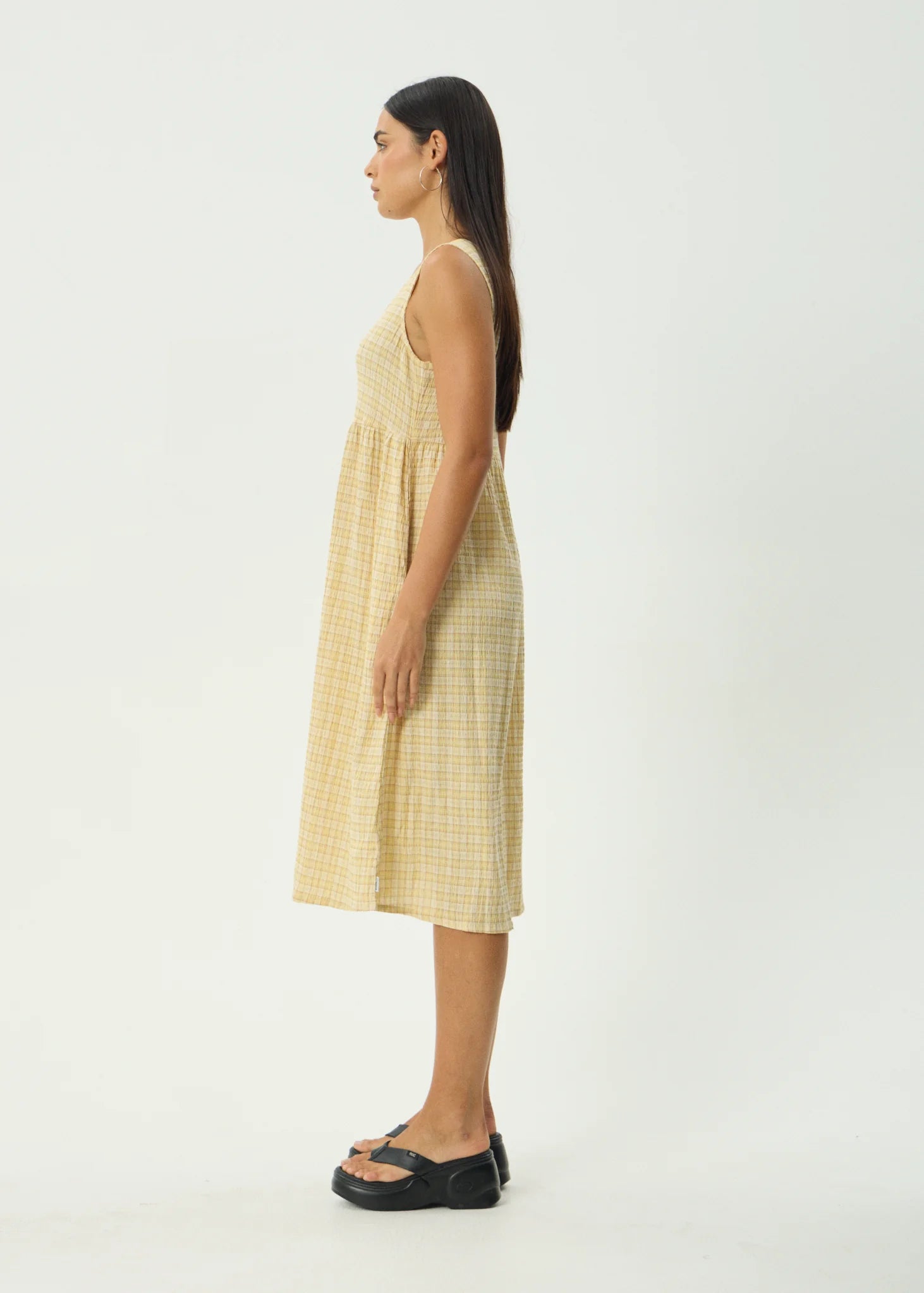 Sunday Seersucker Midi Dress Lemon Check