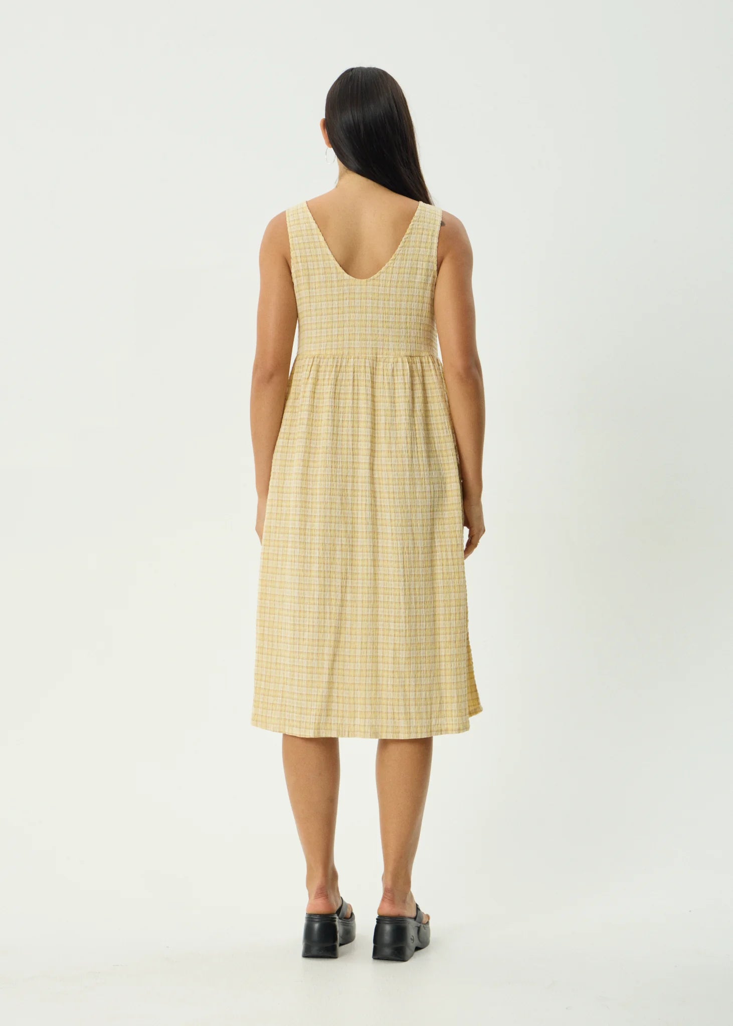Sunday Seersucker Midi Dress Lemon Check