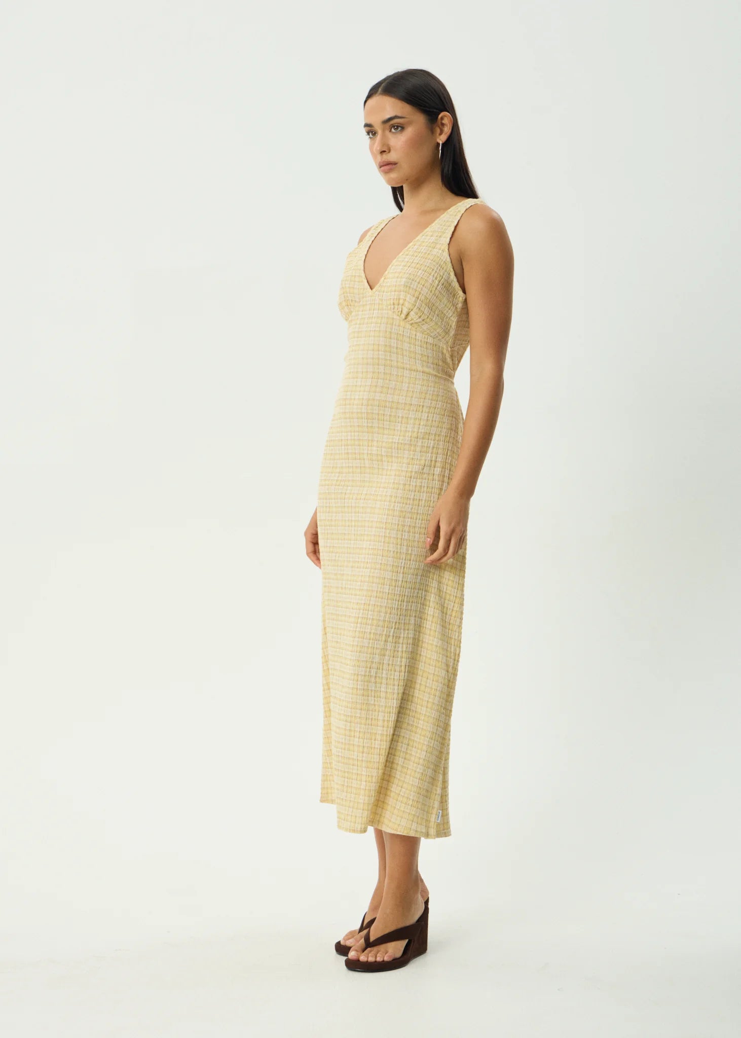Sunday Seersucker Maxi Dress Lemon Check