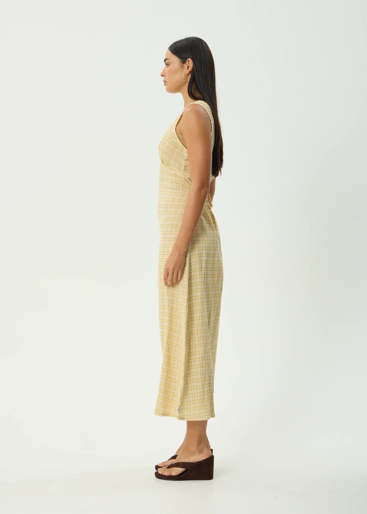 Sunday Seersucker Maxi Dress Lemon Check
