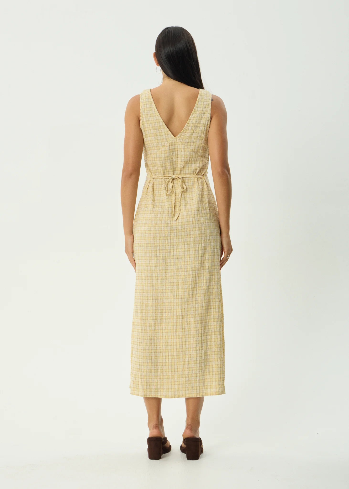 Sunday Seersucker Maxi Dress Lemon Check