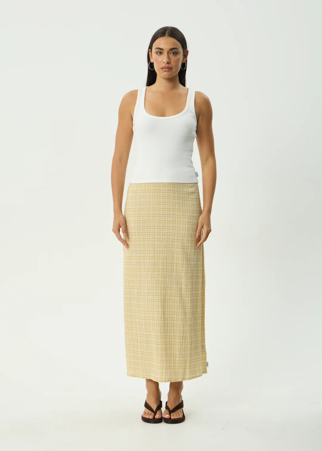 Sunday Seersucker Maxi Skirt Lemon Check