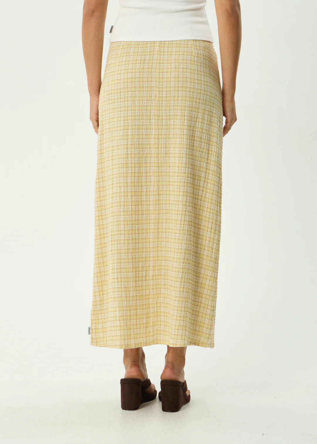 Sunday Seersucker Maxi Skirt Lemon Check