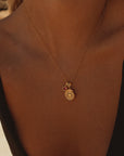 Cancer Coin Necklace With Your Birthstone Gold