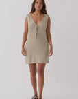 Poppy Organic Cotton Linen Mini Dress Taupe