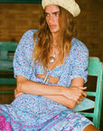 Love Jetty Short Sleeve Blouse Blue Nirvana