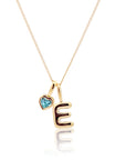 Initial Necklace Bubble With Your Birthstone A-Z