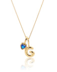 Initial Necklace Bubble With Your Birthstone A-Z