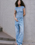 Percy Curve Seam Jeans Faded Blue