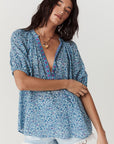 Love Jetty Short Sleeve Blouse Blue Nirvana