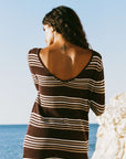 Nia Long Sleeve Mini Dress Espresso Stripe