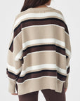 Harper Stripe Sweater Taupe | Chocolate