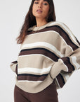 Harper Stripe Sweater Taupe | Chocolate