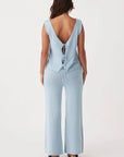 Poppy Organic Cotton Linen Reversible Vest Sky